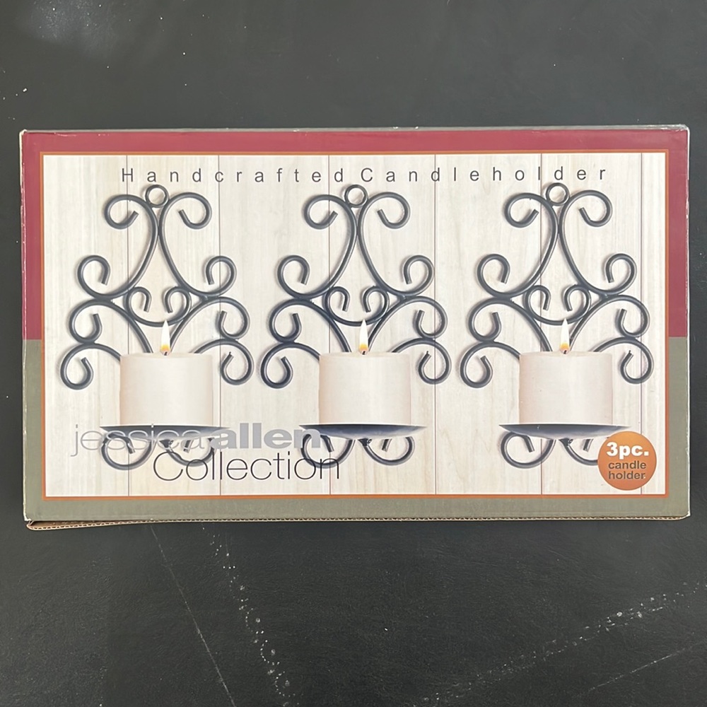 3pc. Jessica Allen Collection Handcrafted Candleholder (NEW)